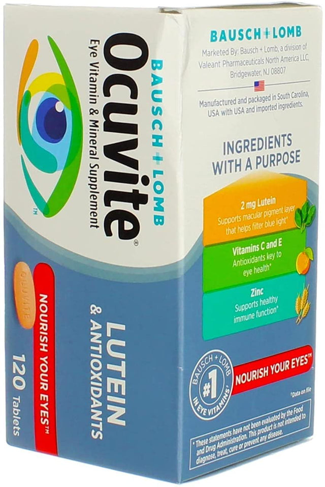 Bausch + Lomb Ocuvite Eye Vitamin & Mineral Supplement Tablets, Lutein, 120 Ct