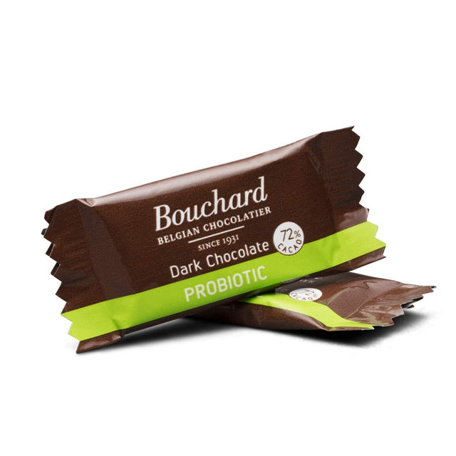 Bouchard Probiotic Belgian Dark Chocolate 72% Cacao, Individually Wrapped Napolitains, 7.2 OZ Bag