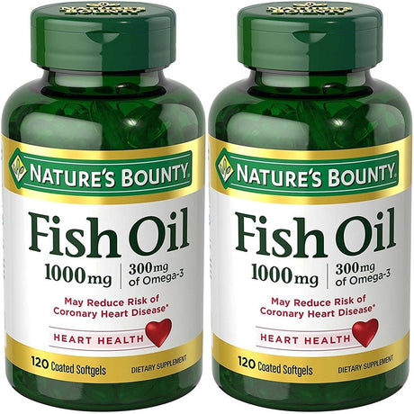 "Nature'S Bounty Fish Oil 1000Mg & Omega-3 300Mg Heart Health, 120Ct, 2-Pack"