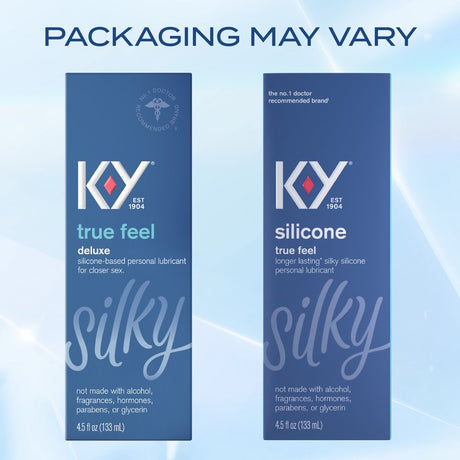 Silicone Lube K-Y True Feel 4.5 Fl Oz Personal Lubricant for Adult Couples, Men, Women, Pleasure Enhancer, Sensual Massage Vaginal Moisturizer,Hormone & Paraben Free, Deluxe, Latex Condom Compatible