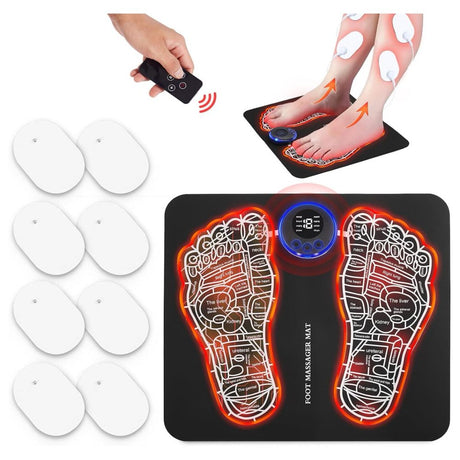 Gnhoch EMS Foot Massager Mat for Neuropathy-Feet Massager with Control, 8 Body Pads, 2-In-1 Back Massager & Legs Foot Massage for Improved Circulation and Pain Relief, Muscles Relaxation