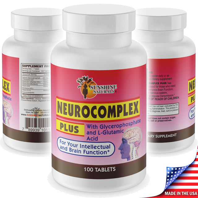 Sunshine Naturals Neurocomplex plus Dietary Supplements Tablet Brain Booster, Brain Supplements - 100 Tablets