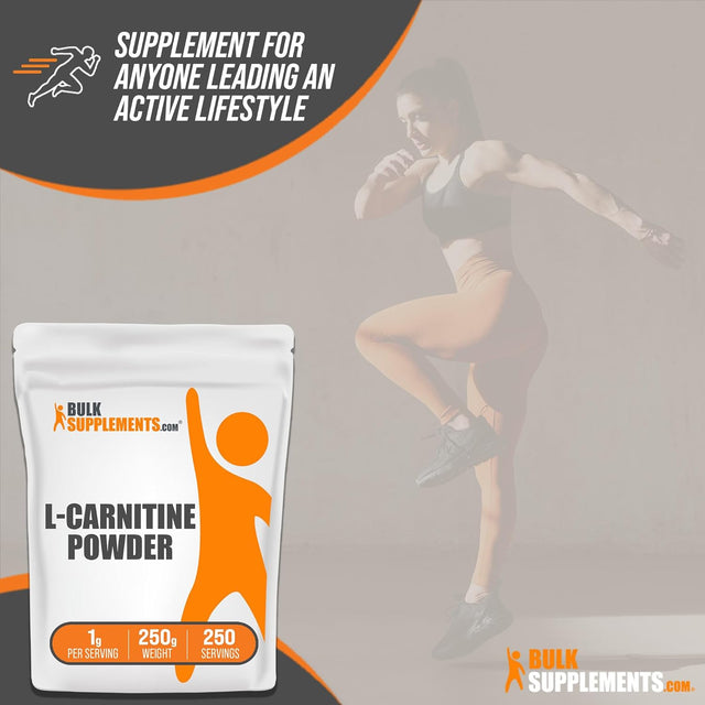 BULKSUPPLEMENTS.COM L-Carnitine Powder - Carnitine Supplement, L Carnitine 1000Mg, Carnitine Powder - Amino Acids Supplement, Energy Support - Gluten Free, 1G per Serving, 250G (8.8 Oz)