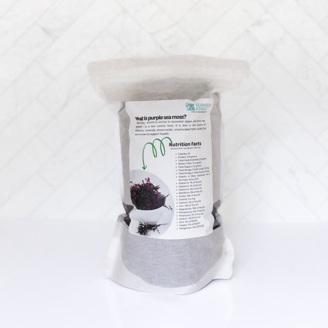 Seaweed Kings Purple Irish Sea Moss Bulk Chondrus Crispus Sea Moss - Raw Naturally Harvested & Wildcrafted, Rich in Protein & Lodine - Pure Sea Moss for Gel & Smoothies - 1 Lbs