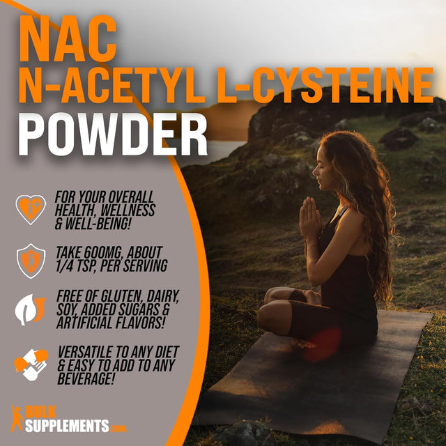 BULKSUPPLEMENTS.COM NAC Powder - N-Acetyl Cysteine 600Mg, NAC Supplement - Antioxidant Support, Gluten Free - 600Mg per Serving, 417 Servings, 250G (8.8 Oz) (Pack of 1)