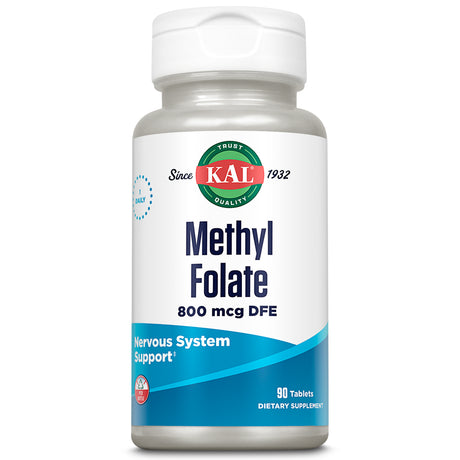 KAL Methyl Folate 800 Mcg | 5-MTHF Active Form | Healthy Heart, Mind, Mood & Prenatal Support | 90 Tablets