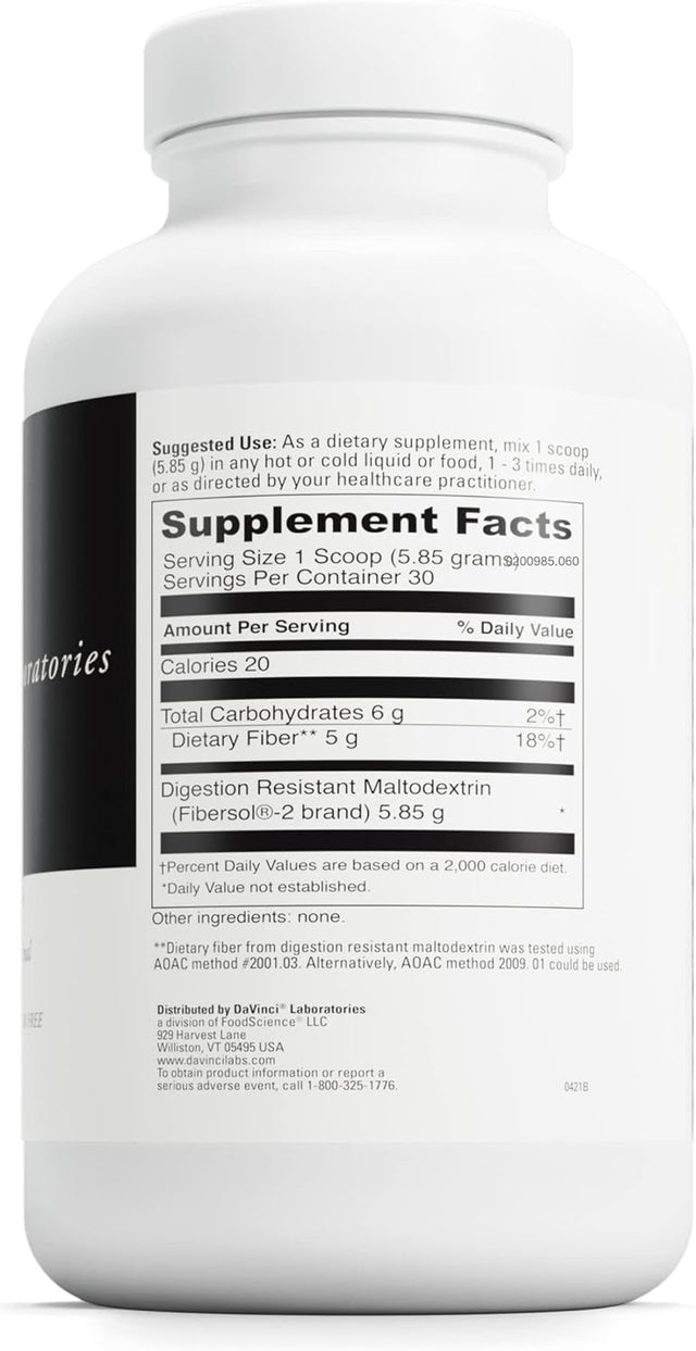 DAVINCI Labs Clearly Fiber - Supplement to Support Intestinal Regularity, Normal Bowel Function, and Triglyceride Levels within Normal Ranges* - Vegetarian - Gluten-Free - 30 Servings