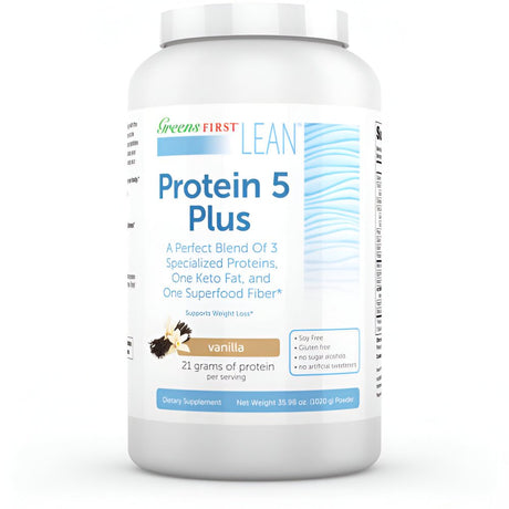 Greens First Lean™ Protein 5 plus Dietary Supplement, Vanilla Flavor, 21 Grams of Protein per Serving