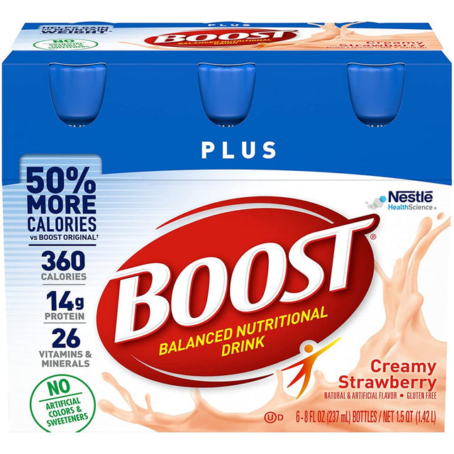 Boost plus Complete Nutritional Drink, Creamy Strawberry, 8 Oz, 6-CT (Pack of 1)