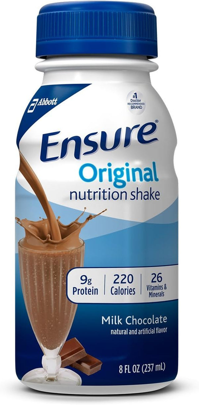 Ensure Original Nutrition Shake with 9 Grams of Protein, Meal Replacement Shakes, Milk Chocolate, 8 Fl Oz, 24 Count