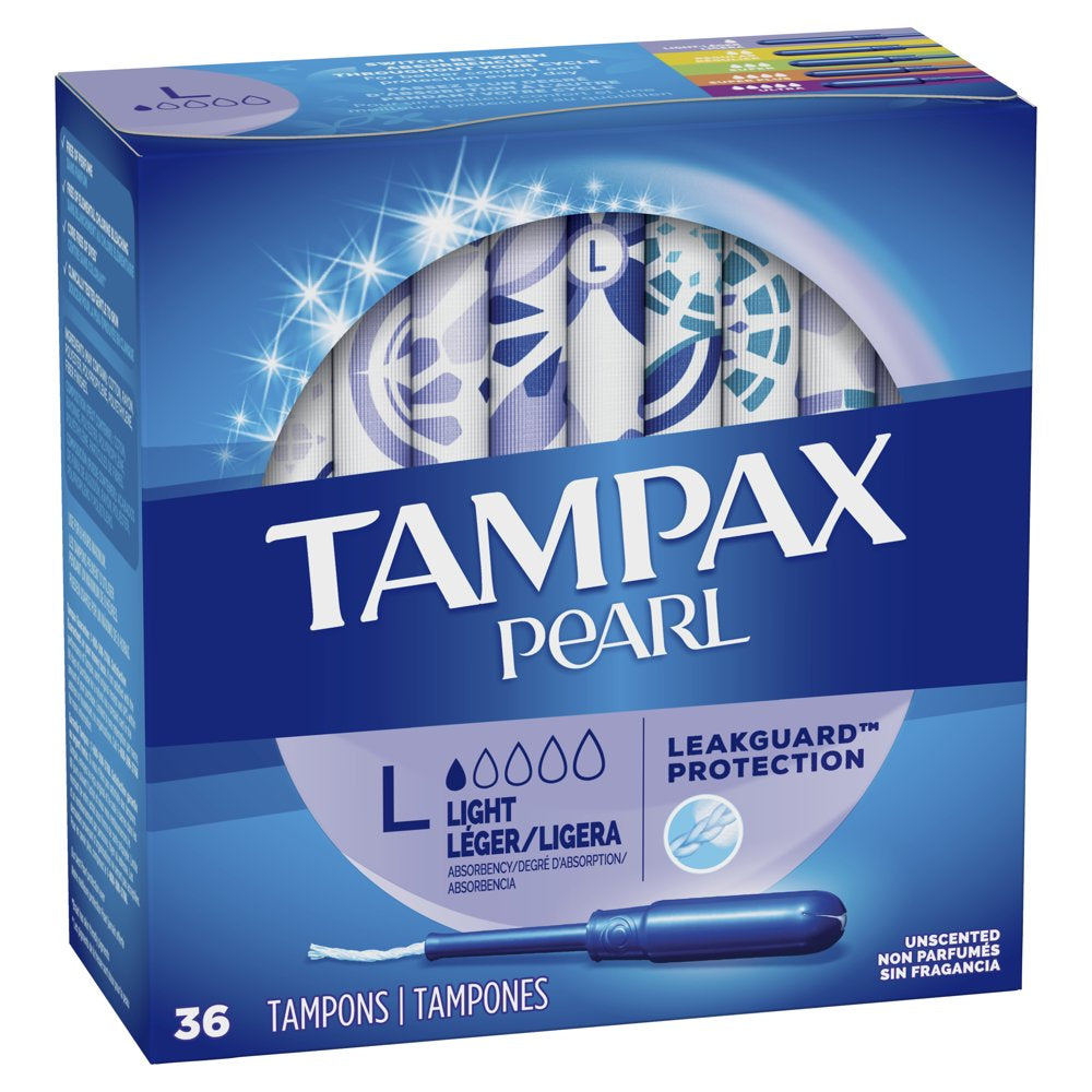 Tampax Pearl Tampons With Leakguard Braid, Light Absorbency, 36 Ct ...