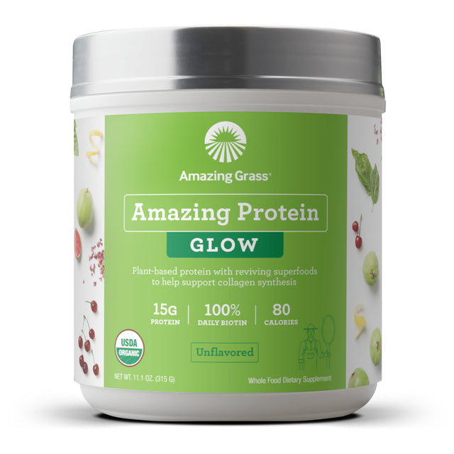 Amazing Grass Organic Vegan Collagen Support Protein Powder, Unflavored, 15G Protein, 11.1Oz