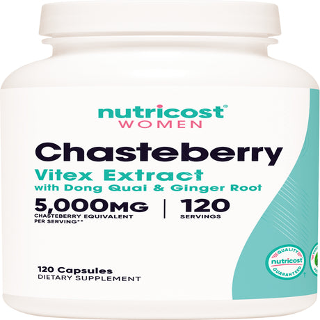 Nutricost Chasteberry Supplement for Women 120 Capsules, 5000Mg Chasteberry Equivalent per Serving