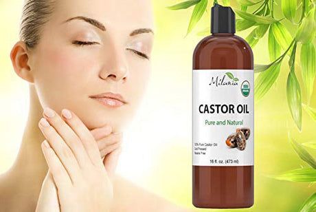 Premium Organic Castor Oil - 100% Pure and Hexane-Free Cold-Pressed Beauty & Skincare Serum - Eyelash & Eyebrow Hair Growth Enhancer - Natural Conditioner, Skin Moisturizer, Laxative for Men