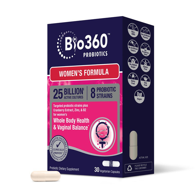 Bio360 Probiotics Women'S Formula, Daily Vegan Probiotic for Vaginal & Digestive Health, 30 Ct