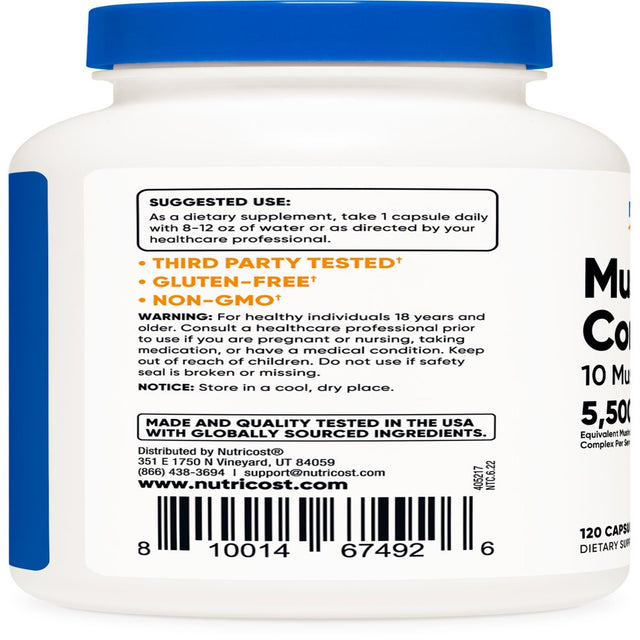 Nutricost Mushroom Complex Supplement, 120 Capsules - 10 Mushroom Blend - Supplement