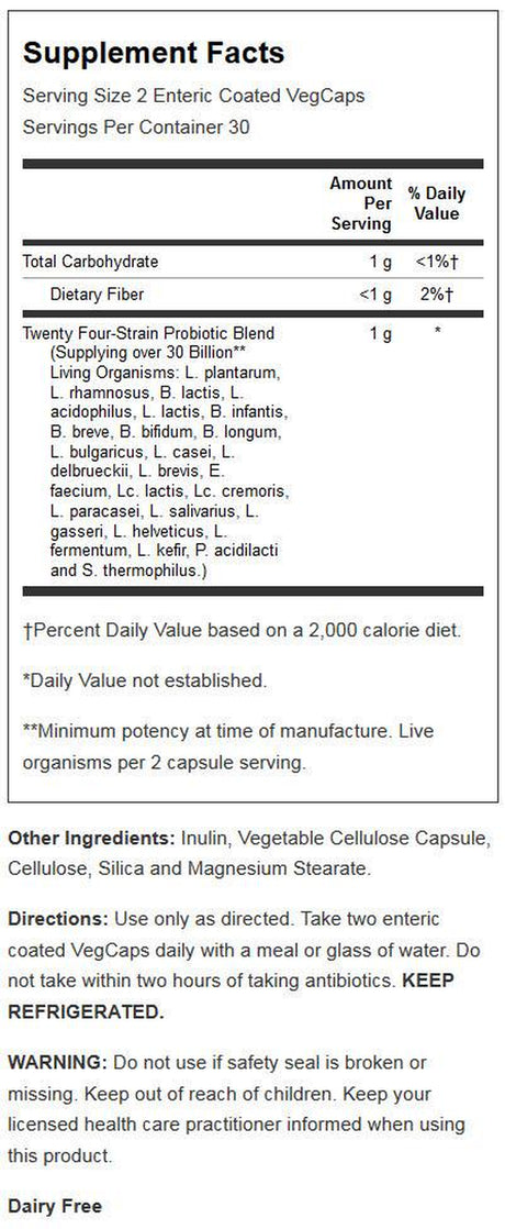 Solaray Super Multidophilus 24 Strain Probiotic | 30 Billion CFU | Healthy Gut Support | 30 Serv | 60 Enteric Vegcaps