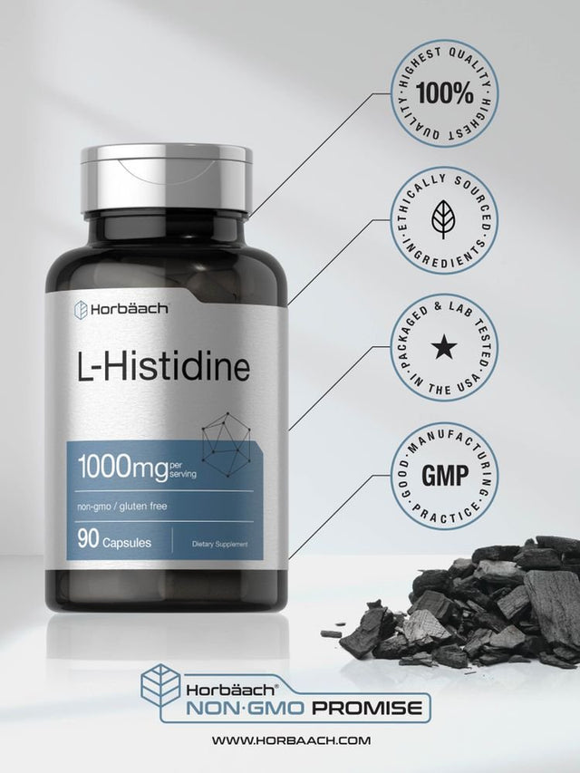 L Histidine 1000Mg | 90 Capsules | Pharmaceutical Grade | by Horbaach