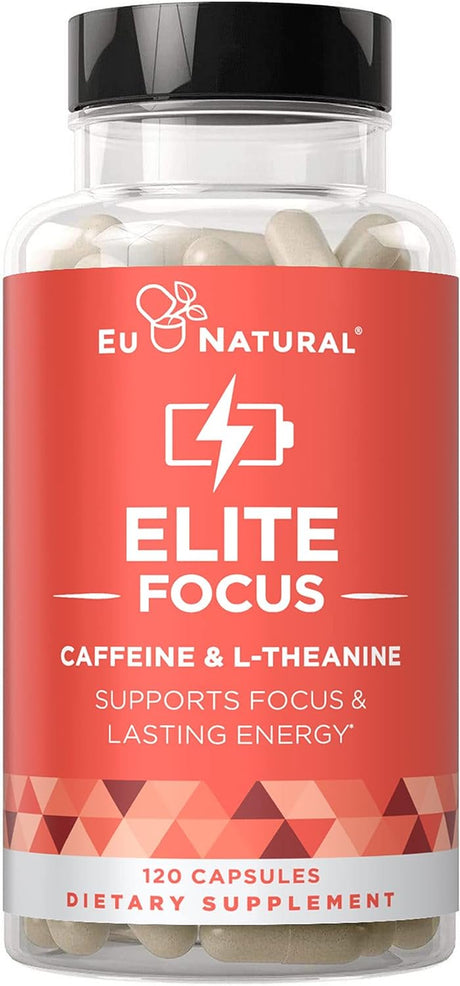 Elite Caffeine with L-Theanine – Jitter-Free Focused Energy Pills – Natural Nootropic Stack for Smart Cognitive Performance – 120 Soft Capsules