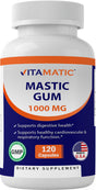 Vitamatic Mastic Gum 1000Mg per Serving 120 Capsules - Promotes Digestive, Oral & Liver Health