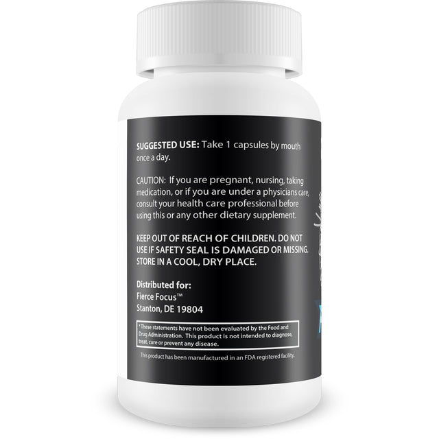 Fierce Focus - Natural Brain Function Support - Memory, Focus & Clarity Formula - Optimal Performance Natural Nootropic and Cognitive Support Supplement - 30 Capsules