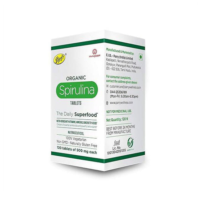 Parry'S Wellness Organic Spirulina Tablets | Immunity and Health Supplement | Metabolism Booster | 100% Vegan | 120 Tablets (500Mg Each) Pack of 2