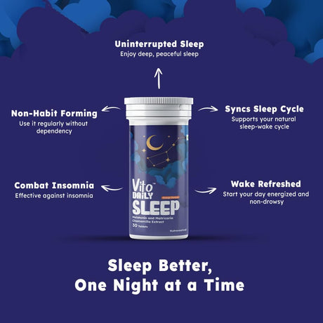 Melatonin 5Mg Sleeping Tablet Supplements for Deep Sleep & Personal Wellbeing - Balances Natural Sleep Cycle - 30 Tablets