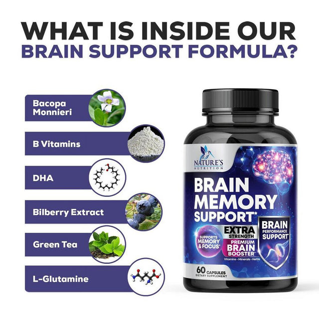 Brain Booster Nootropic Supplement 1000Mg Support Focus Energy Memory & Clarity 60 Capsule