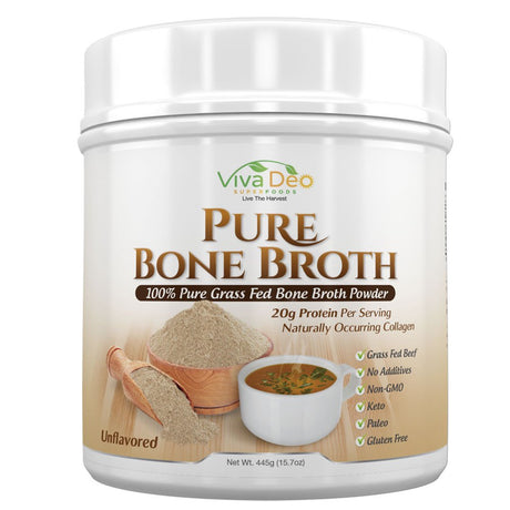 Bone Broth Protein Powder - Grass Fed Beef | Mixes Instantly |Antibiotic & Hormone Free | Keto Diet Paleo Protein Powder W/Naturally Occurring Collagen & 19 Amino Acids ? 20 Grams Protein (Unflavored)