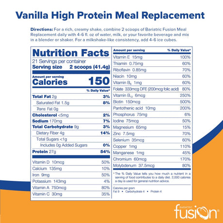 Bariatric Fusion Vanilla Meal Replacement Protein 21 Serving Tub