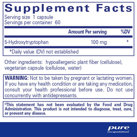 Pure Encapsulations 5-HTP 100 Mg | 5-Hydroxytryptophan Supplement for Brain, Sleep, Eating Behavior, and Serotonin Support* | 60 Capsules