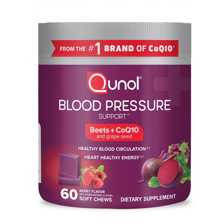 Qunol Blood Pressure Support Soft Chews, 680Mg Beet + Coq10 and Grapeseed, 60 Count