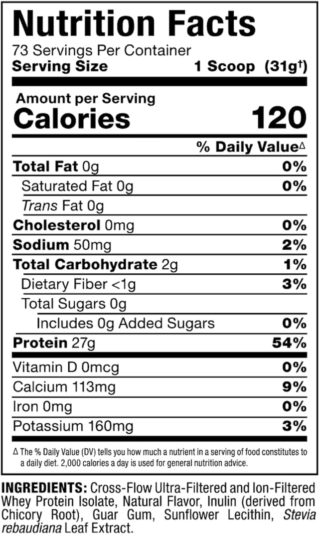 ALLMAX ISONATURAL Whey Protein Isolate, Vanilla - 5 Lb - 27 Grams of Protein per Scoop - Zero Fat & Sugar - 99% Lactose Free - with Prebiotics - No Artificial Flavors - Approx. 73 Servings