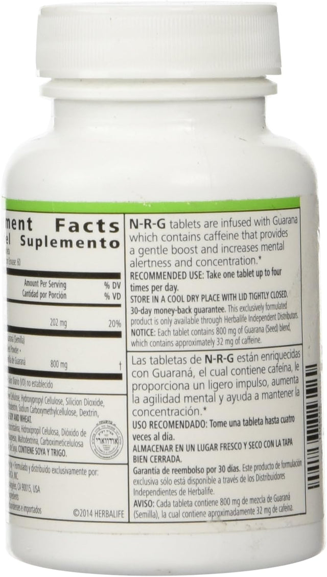 Herbalife N-R-G NATURE'S RAW GUARANA TABLETS