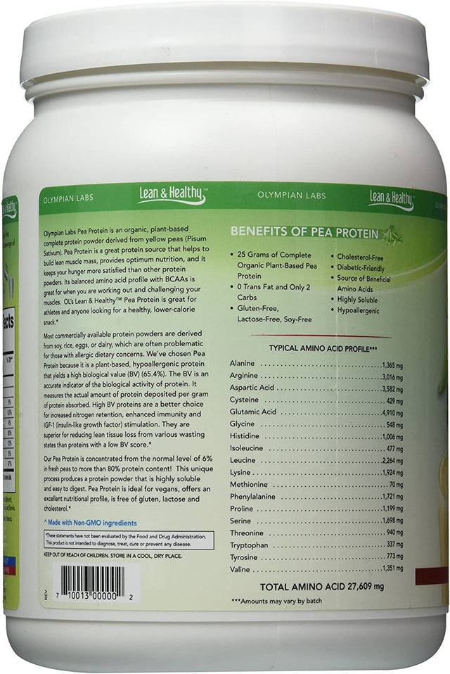 Olympian Labs Vanilla Pea Protein, 494 Grams, 13 Servings