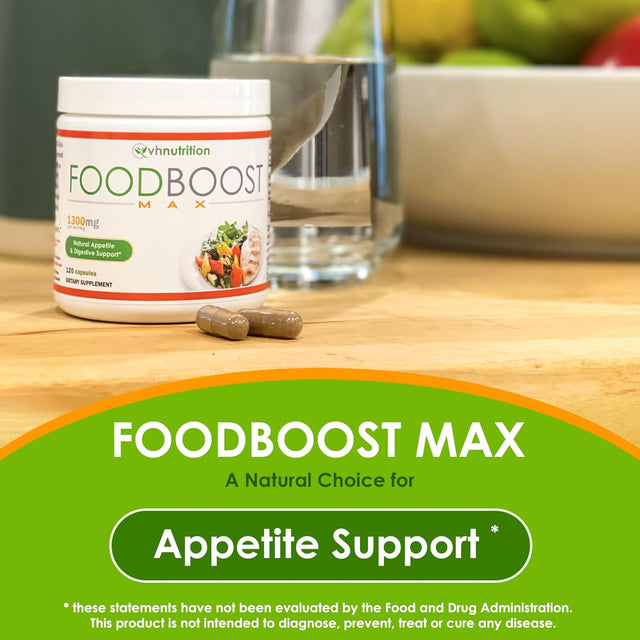 | Foodboost MAX | 1300Mg Appetite Stimulant* Weight Gain Pills* for Men and Women | Formulated with Gentian, Turmuric, Fennel | 120 Capsules