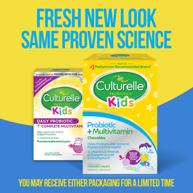 Culturelle Kids Probiotic + Multivitamin Chewable Tablets, 30 Ct