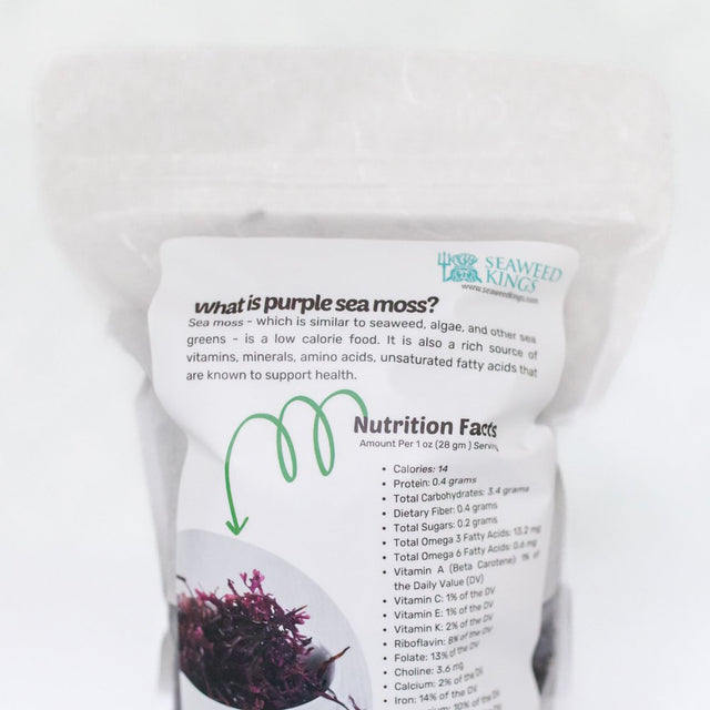 Seaweed Kings Purple Irish Sea Moss Bulk Chondrus Crispus Sea Moss - Raw Naturally Harvested & Wildcrafted, Rich in Protein & Lodine - Pure Sea Moss for Gel & Smoothies - 1 Lbs