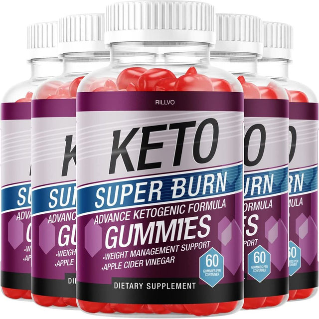 Rillvo 5 Pack Keto Superburn Gummies ACV Gummies with Apple Cider Vinegar Gummy 300 Gummies