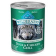 Blue Buffalo Wilderness High Protein Grain Free, Natural Adult Wet Dog Food, Duck & Chicken Grill 12.5-Oz Can (Pack of 12)