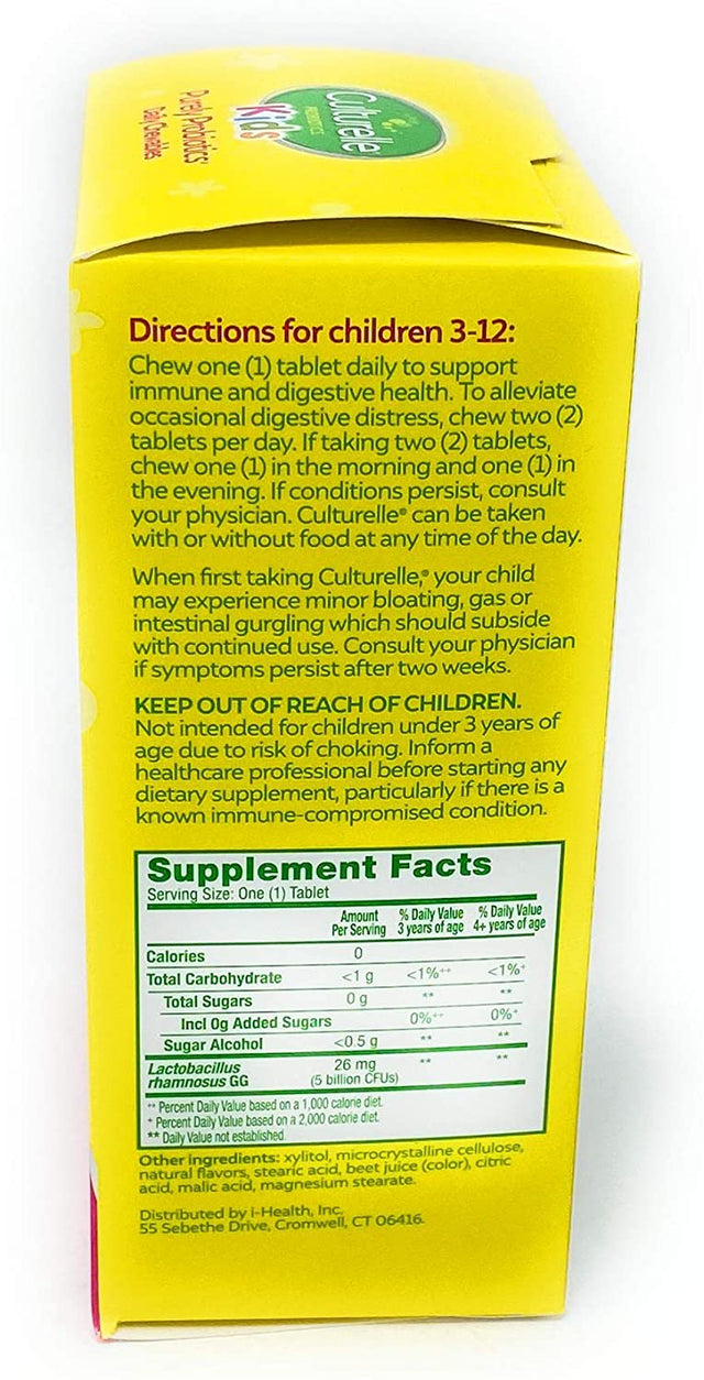 Culturelle Kids Probiotic, 60 Chewable Tablets Natural Berry Flavor, Digestive Health