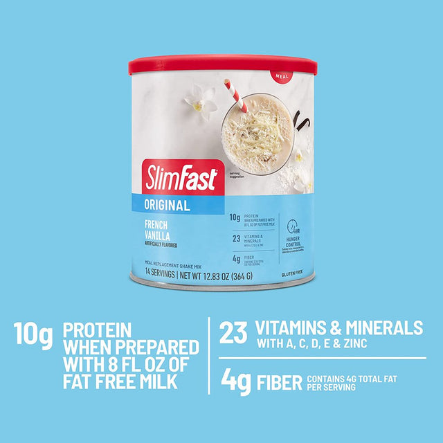 Slimfast Original Meal Replacement Shake Powder, French Vanilla, 12.83 Oz, 14 Servings