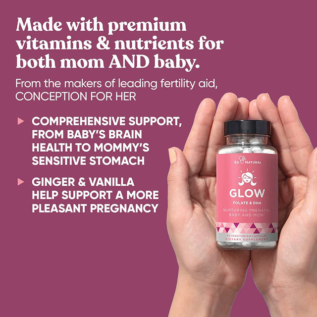 Glow Prenatal Vitamins for Women – 25-In-1 Vital Nutrients for Healthy Pregnancy and Fetal Development – Folic Acid & Vegan DHA for Baby'S Growth & a Comfortable Pregnancy – 60 Nourishing Capsules