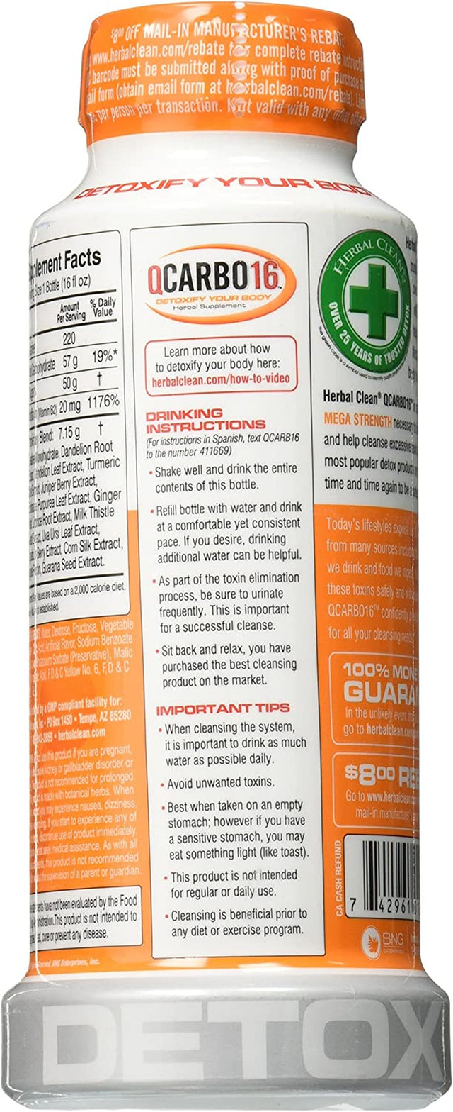 Herbal Clean Qcarrbo16 Detox, Orange, 16 Fluid Ounce