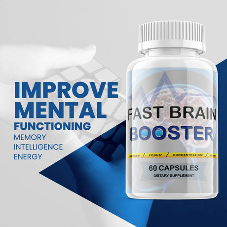 (3 Pack) Fast Brain Booster - Dietary Supplement for Focus, Memory, Clarity, & Energy - Advanced Cognitive Support Formula for Maximum Strength - 180 Capsules