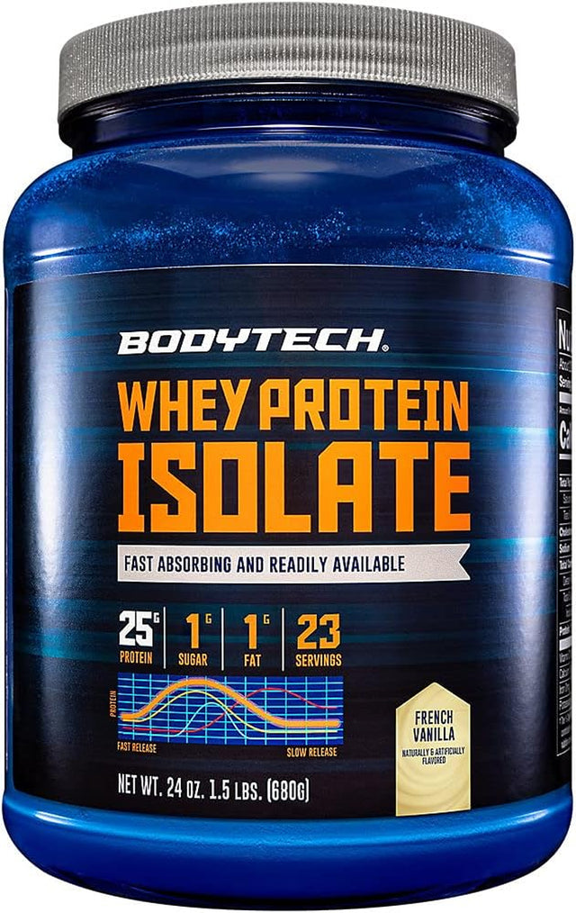 BODYTECH Whey Protein Isolate Powder - with 25 Grams of Protein per Serving & Bcaa'S - Ideal for Post-Workout Muscle Building & Growth, Contains Milk & Soy - Vanilla (1.5 Pound)