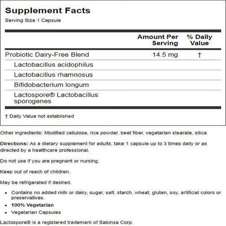 Futurebiotics Probiotics Longest Living Acidophilus 1 Billion Cfus - 100 Vegetarian Capsules