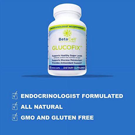 Glucofix Blood Sugar Support Supplement - 120 Vege Caps- 6 Vital Nutrients for Better Insulin Sensitivity & Reduced Glucose - Berberine/ Cinnamon Pills for Diabetes & Pre-Diabetes Support