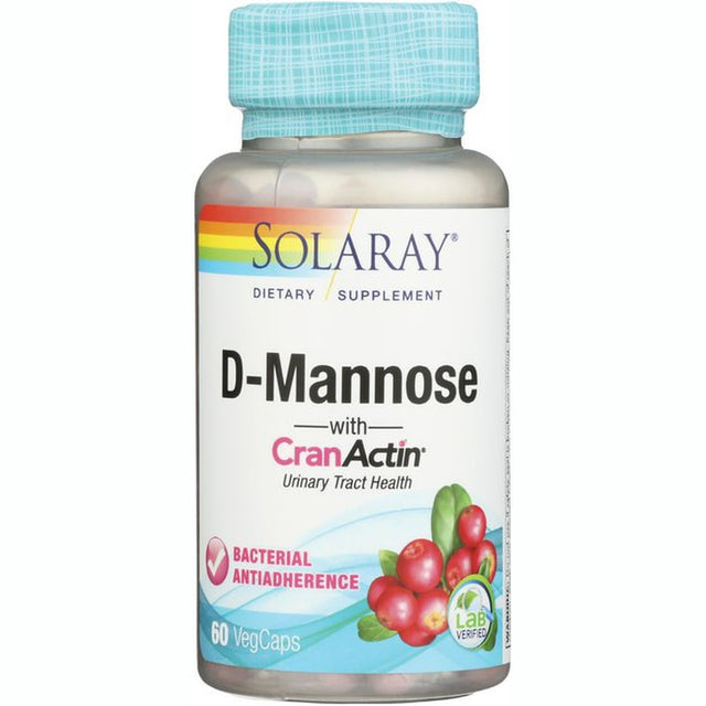 Solaray D-Mannose W/ Cranactin Cranberry Extract 1000Mg W/ Vit C , Healthy Urinary Tract Support (60 CT)