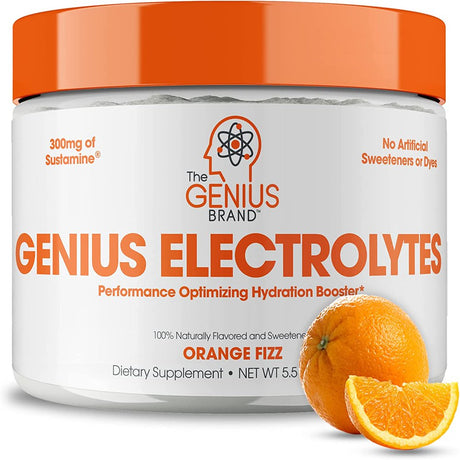 Natural Hydration Booster Endurance Supplement - Performance Enhancing Drink Mix, Orange Fizz, Genius Electrolytes by the Grenius Brand